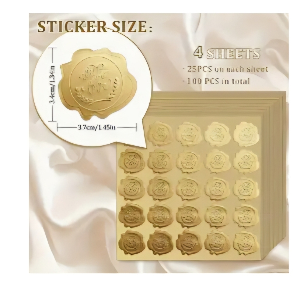 NEW GOLD ENVELOPE ADHESIVE STICKERS ~ WEDDINGS- RESERVATIONS - 100 STICKERS PKG